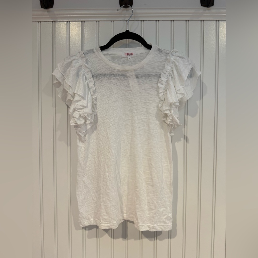 Goldie Cream Ruffled Short Sleeve Blouse